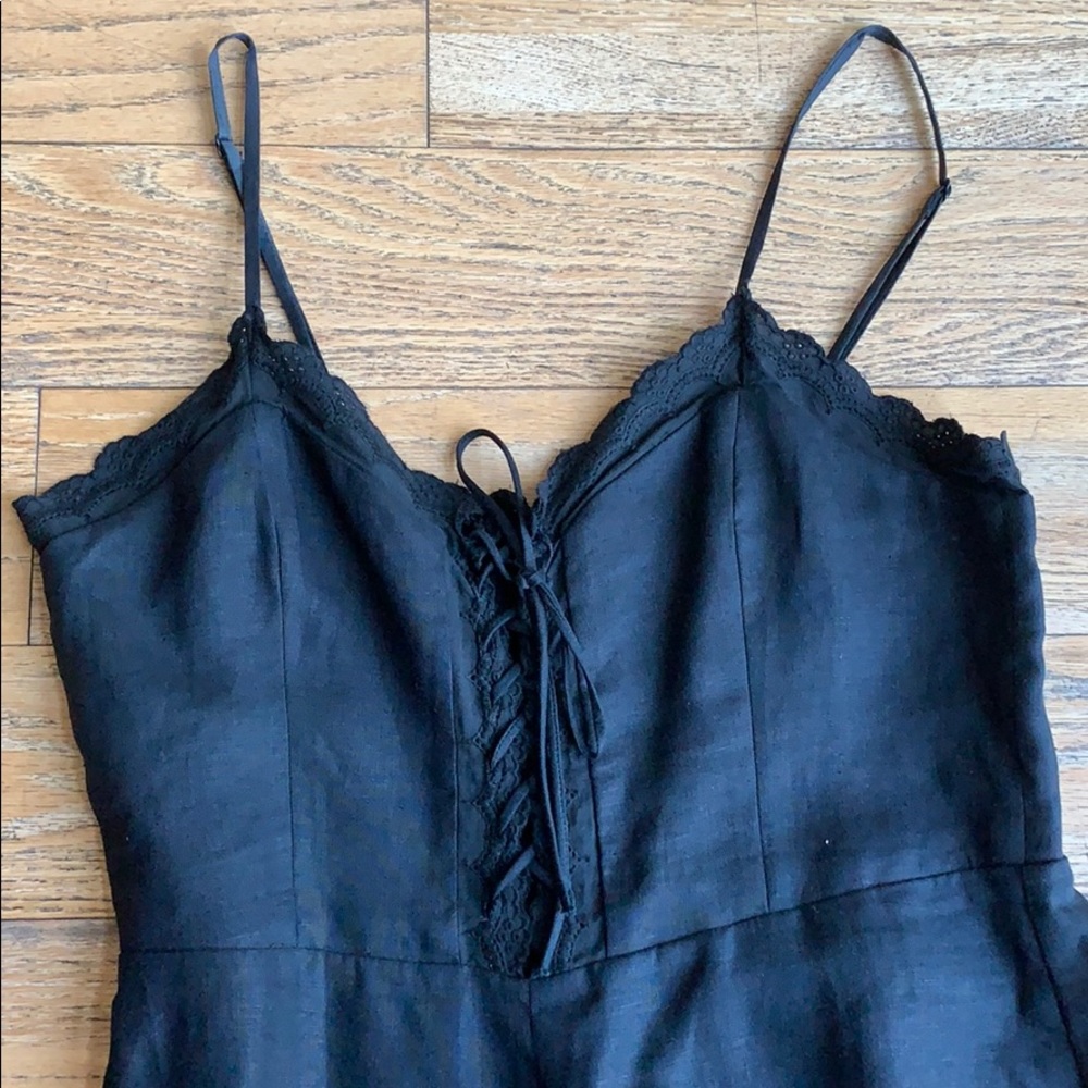 Lace up Black linen jumpsuit